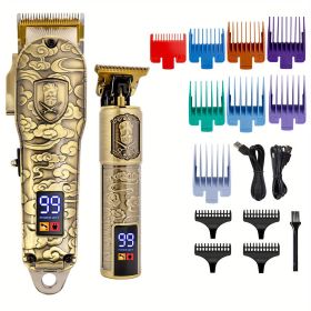 Professional Hair Clippers for Men - Cordless Hair Clippers and Trimmer Set, LCD Display Barber Clippers for Haircut & Mens Grooming