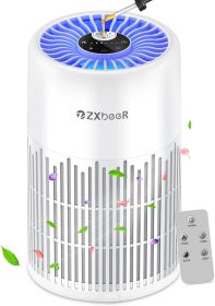 H13 True HEPA Air Purifier with Remote Control, Night Light, Timer, Sleep Mode, Quiet Air Cleaner for Baby, Living Room, Kitchen (White)